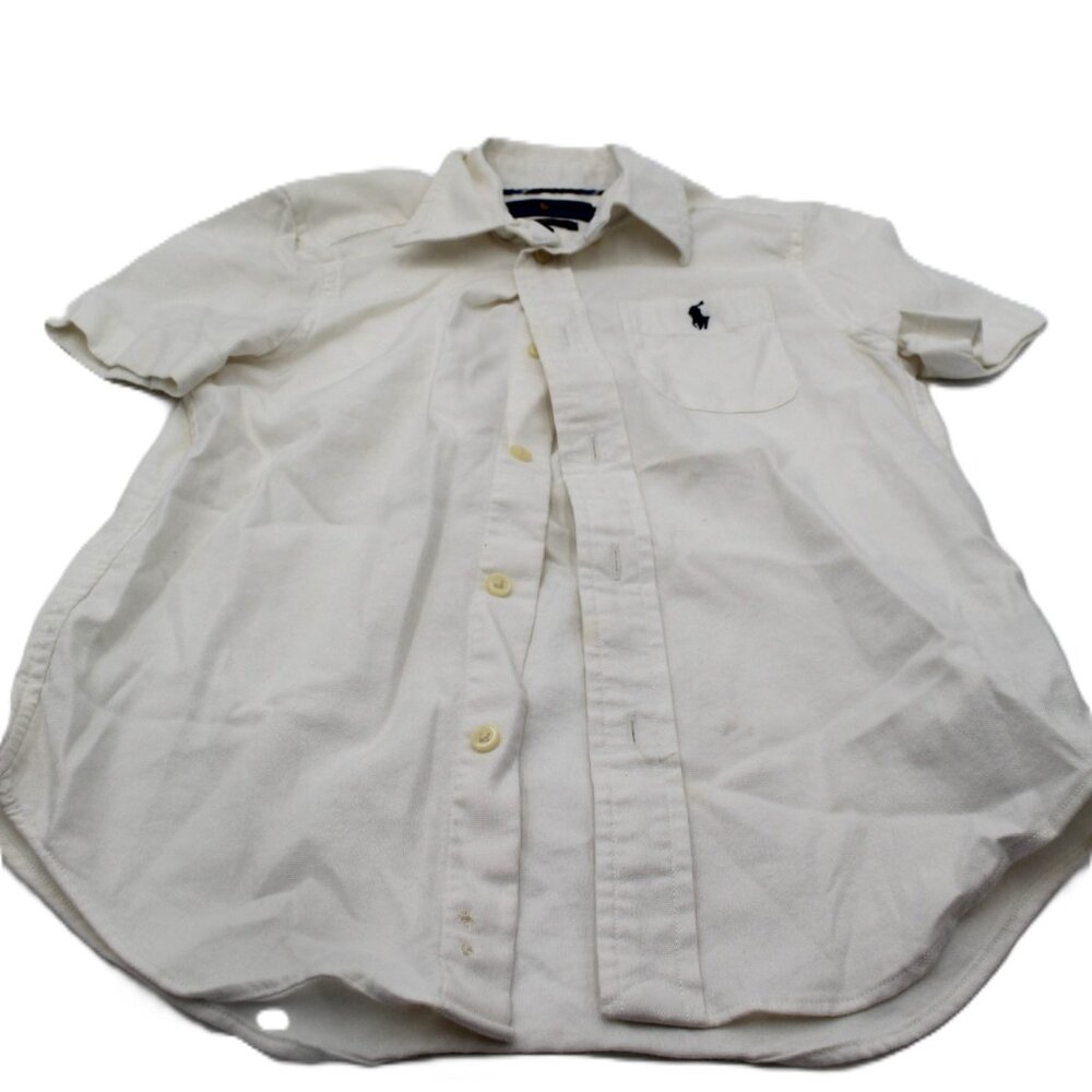 Ralph Lauren Performance Boys White Button Down Oxford Short Sleeve Top Size 6
